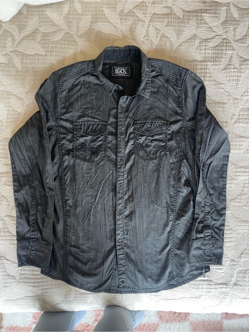 Buckle Men's Black Lightweight Shirt Jacket